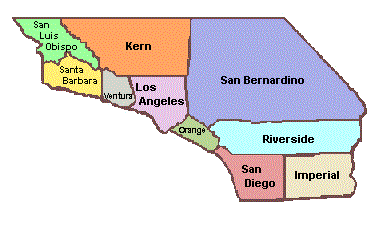 counties around Los Angeles, California